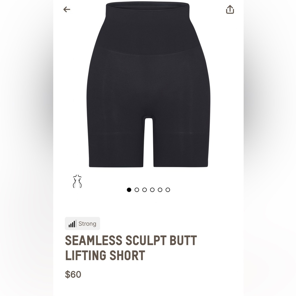 Skims seamless sculpt butt lifting short brand new never worn size XS